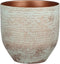 Mica Decorations Plantenpot/bloempot - terracotta - koper/wit flakes relief- D24/H22 cm
