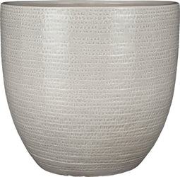Mica Decorations Plantenpot/bloempot - terracotta - lichtgrijs flakes relief- D35/H32 cm