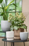 Mica Decorations Plantenpot/bloempot - terracotta - lichtgrijs flakes relief- D35/H32 cm