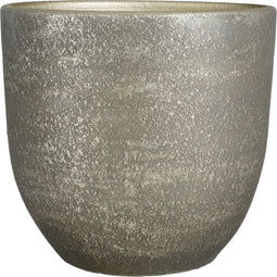 Mica Decorations Plantenpot/bloempot - terracotta - zwart/goud flakes relief- D39/H36 cm
