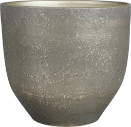 Mica Decorations Plantenpot/bloempot - terracotta - zwart/goud flakes relief- D35/H32 cm