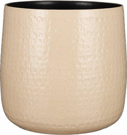 Mica Decorations Plantenpot - keramiek - beige - relief - D32/H30 cm - bloempot