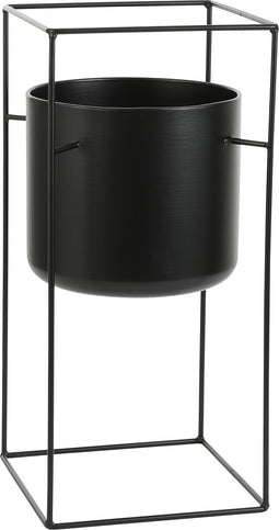 Mica Decorations Porte Bloempot op Standaard - L26 x B26 x H55 cm - Metaal - Zwart