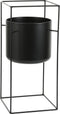 Mica Decorations Porte Bloempot op Standaard - L26 x B26 x H55 cm - Metaal - Zwart