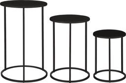 Mica Decorations Quinty Bijzettafel - Set van 3 - H50 x Ø32 cm - Metaal - Zwart