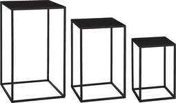 Mica Decorations Quinty Bijzettafel - Set van 3 - L30 x B30 x H50 cm - Metaal - Zwart
