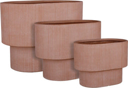 Mica Decorations Quito Bloempotten - 67 x 43 x 51 cm - Magnesium - Terra - Set van 3