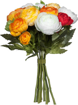Mica Decorations Ranonkels Kunstbloemen Boeket - H22 x Ø19 cm - Oranje