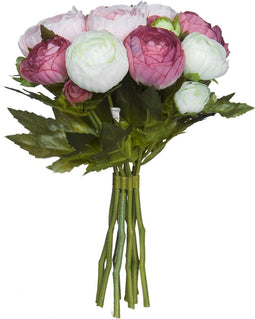 Mica Decorations Ranonkels Kunstbloemen Boeket - H22 x Ø19 cm - Roze