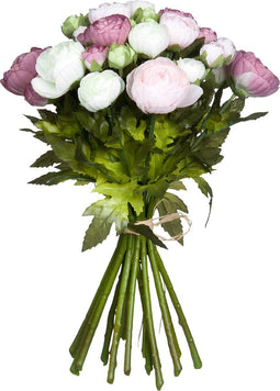 Mica Decorations Ranonkels Kunstbloemen Boeket - H35 x Ø26 cm - Roze