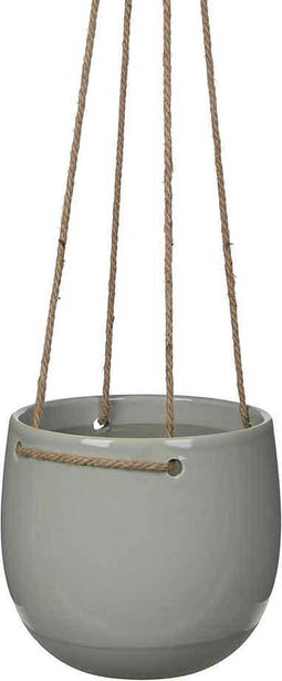 Mica Decorations resa ronde hangende bloempot lichtgrijs - 17x18