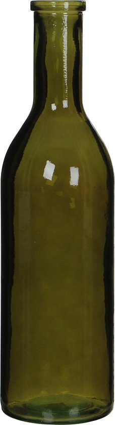 Mica Decorations Rioja Fles Vaas - H50 x Ø15 cm - Gerecycled Glas - Donkergroen