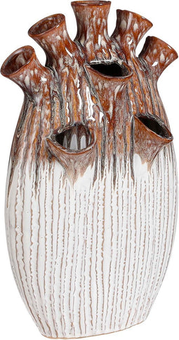Mica Decorations Saul Tulp Vaas - 25 x 15,5 x 42 cm - Keramiek - Bruin