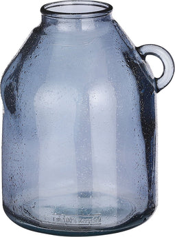 Mica Decorations Sitia Fles Vaas - H25,5 x Ø21 cm - Gerecycled Glas - Grijs