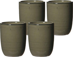 Mica Decorations Tabo Bekers - 10 x 7 cm - Keramiek - Creme - 4 Stuks