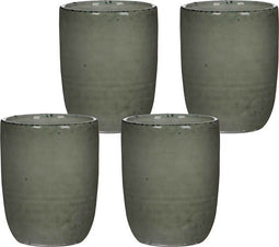 Mica Decorations Tabo Bekers - 10 x 7 cm - Keramiek - Grijs - 4 Stuks