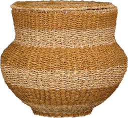 Mica Decorations Tacoma Opbergmand met Deksel - H48 x Ø55 cm - Jute - Geel
