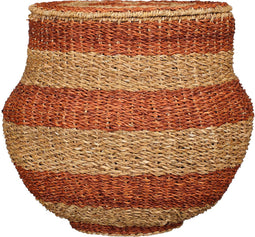 Mica Decorations Tacoma Opbergmand met Deksel - H48 x Ø55 cm - Jute - Oranje