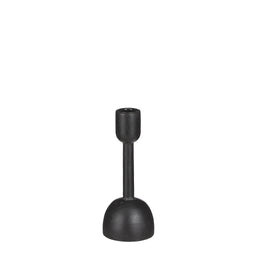 Mica Decorations Tartan Candleholder - H21 x Ø8,5 cm - Mango wood - Black