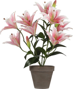 Mica Decorations Tijgerlelie Kunstplant in Bloempot Stan - H47 x Ø45 cm - Roze