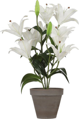 Mica Decorations Tijgerlelie Kunstplant in Bloempot Stan - H47 x Ø45 cm - Wit
