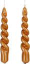 Mica Decorations Twist Kaars - Set van 2 - H15 cm - Bruin, glanzend