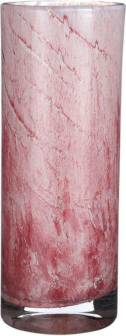 Mica Decorations Vaas Estelle rond cilinder recycled glas lichtroze - H 31 x Ø 11.5 cm - Bloemenvaas - bloempot