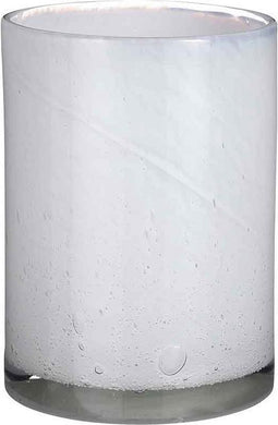 Mica Decorations Vaas Estelle rond cilinder recycled glas wit - H 23 x Ø 17 cm - Bloemenvaas - bloempot