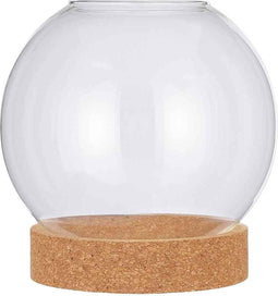 Mica Decorations Vaas Jillian bol glas transparant met onderzetter - H 21 x Ø 20 cm