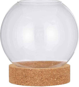 Mica Decorations Vaas Jillian bol glas transparant op onderzetter - H 19 x Ø 18 cm
