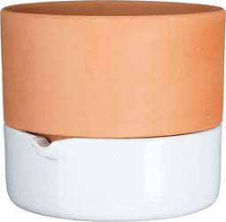 Mica Decorations Venna Bloempot met Bewateringssysteem - H21 x Ø24 cm - Terracotta - Wit
