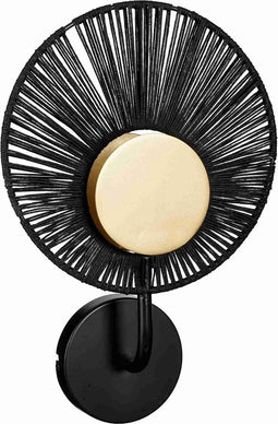 Mica Decorations Wandlamp Helge - 26x12x39 cm - Jute - Zwart