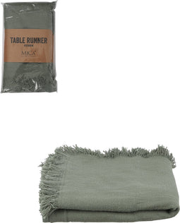Mica Decorations Xavie Tafelloper - L180 x B45 cm - Katoen - Groen
