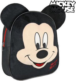 Mickey Mouse Disney Kinderrugzak Pluche Met Oortjes 28x23x9 cm - Zwart, Rood