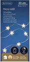 Micro LED string met sterren - 95 cm - 20 LEDs - zilverkleurig