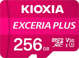 Micro SD Memory Card with Adaptor Kioxia Exceria Plus UHS-I U3 Class 10 Pink