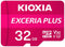Micro SD Memory Card with Adaptor Kioxia Exceria Plus UHS-I U3 Class 10 Pink