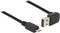 Micro USB naar Easy-USB-A haaks (boven/beneden) kabel - USB2.0 - tot 2A / zwart - 1 meter