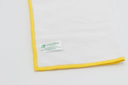 Microvezeldoek 38x38 cm gerecycled microvezel 5 stuks wit met gele rand
