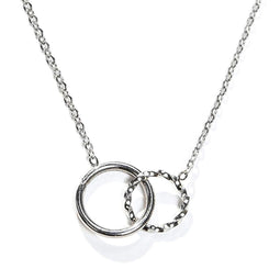 Laura Ferini Per Sempre - Dames Ketting - 18K Wit Verguld - 42,8 cm - Zilver