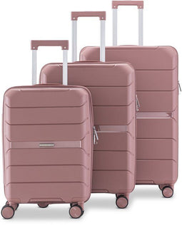 SKYCASES Urban Adventurer - 3-delige Luxe Hardshell Kofferset - Cijferslot Spinner Wielen - Roze