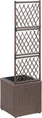 vidaXL - Latwerkplantenbak - verhoogd - met - 1 - pot - 30x30x107 - cm - rattan - bruin