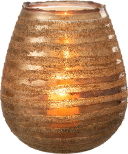 J-Line windlicht Streep Rond - glas - bruin - large