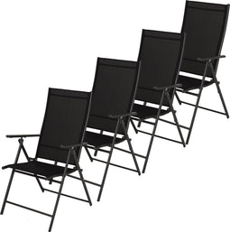 Infinity Goods Tuinstoel - 7 Verstelbare Standen - Inklapbaar - Weerbestendig - Zwart (set van 4)