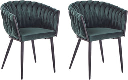 MILAN - Eetkamerstoel set van 2 - Donkergroen - Fluweel