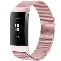 Milanees magnetisch bandje voor de Fitbit Charge 3 / 4 - Maat M - Roze