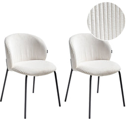 MILES - Eetkamerstoel set van 2 - Off-white - Corduroy