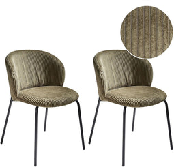 MILES - Eetkamerstoel set van 2 - Olijfgroen - Corduroy