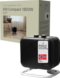 Mill - CUS1800MECBA - design ventilatiekachel - tot 30m2 - zwart - 5 jaar garantie