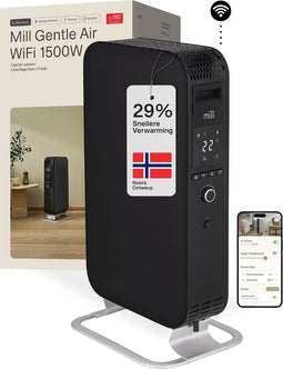 Mill OIL1500WIFI3 Black - WiFi-geïntegreerde design olieradiator - 1500 Watt - droogt de lucht niet uit - tot 24m2 - zwart